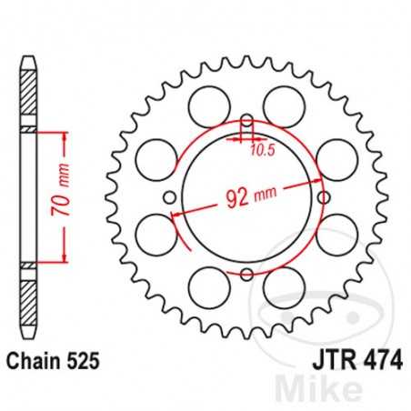 JT SPROCKETS Transmission plate crown 48T P-525 Ø070 MM Ø092 727.10.08
