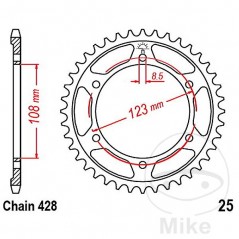 JT SPROCKETS Corona plato transmisión 60T P-428 Ø108 MM Ø123 727.10.10