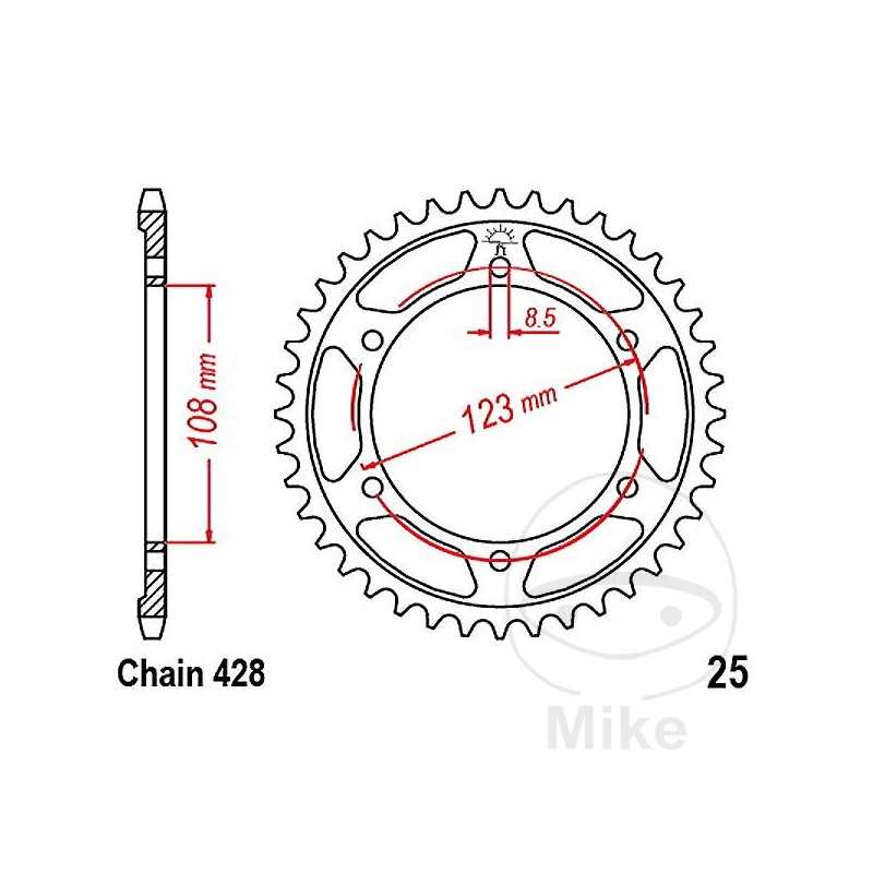 JT SPROCKETS Corona plato transmisión 60T P-428 Ø108 MM Ø123 727.10.10