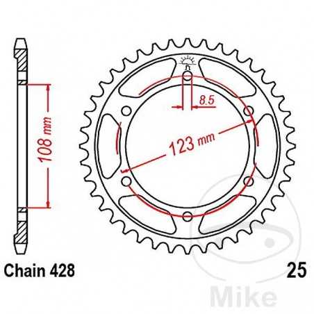 JT SPROCKETS Corona plato transmisión 60T P-428 Ø108 MM Ø123 727.10.10