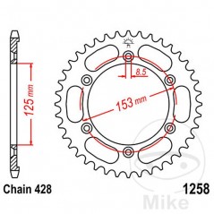 JT SPROCKETS Transmission plate crown 54T P-428 Ø125 MM Ø153 727.10.18