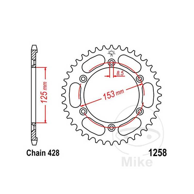 JT SPROCKETS Corona plato transmisión 54T P-428 Ø125 MM Ø153 727.10.18