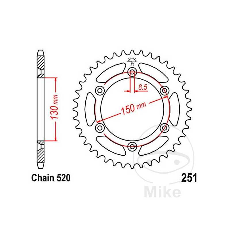 JT SPROCKETS Corona plato transmisión 51T P-520 Ø130 MM Ø150 727.90.94