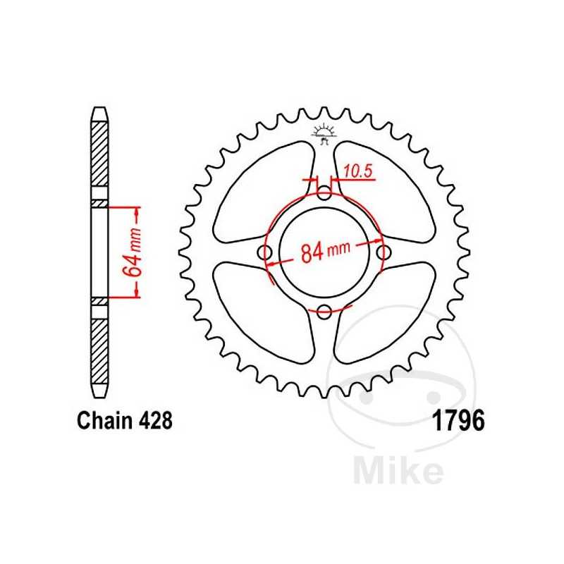 JT SPROCKETS Corona plato transmisión 49T P-428 Ø064 MM Ø084 727.27.27