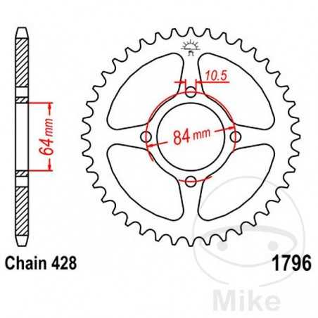 JT SPROCKETS Corona plato transmisión 49T P-428 Ø064 MM Ø084 727.27.27