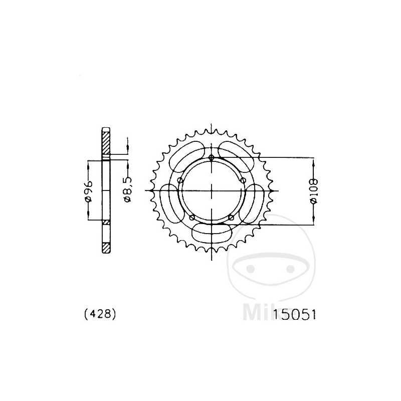 ESJOT Corona plato transmisión 49T P-428 Ø096 MM Ø108 727.11.74