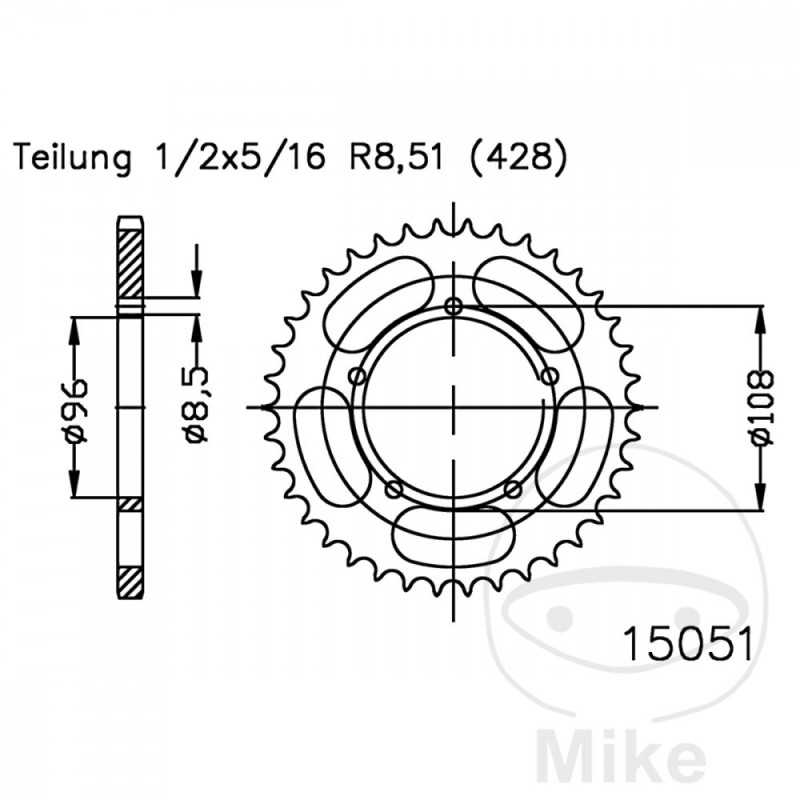ESJOT Corona plato transmisión 52T P-428 Ø096 MM Ø108 727.11.82