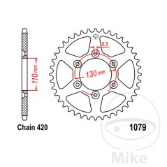 JT SPROCKETS Corona plato transmisión 62T P-420 Ø110 MM Ø130 727.85.75