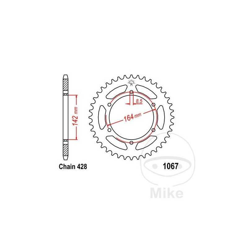 JT SPROCKETS Corona plato transmisión 52T P-428 Ø142 MM Ø164 727.11.90