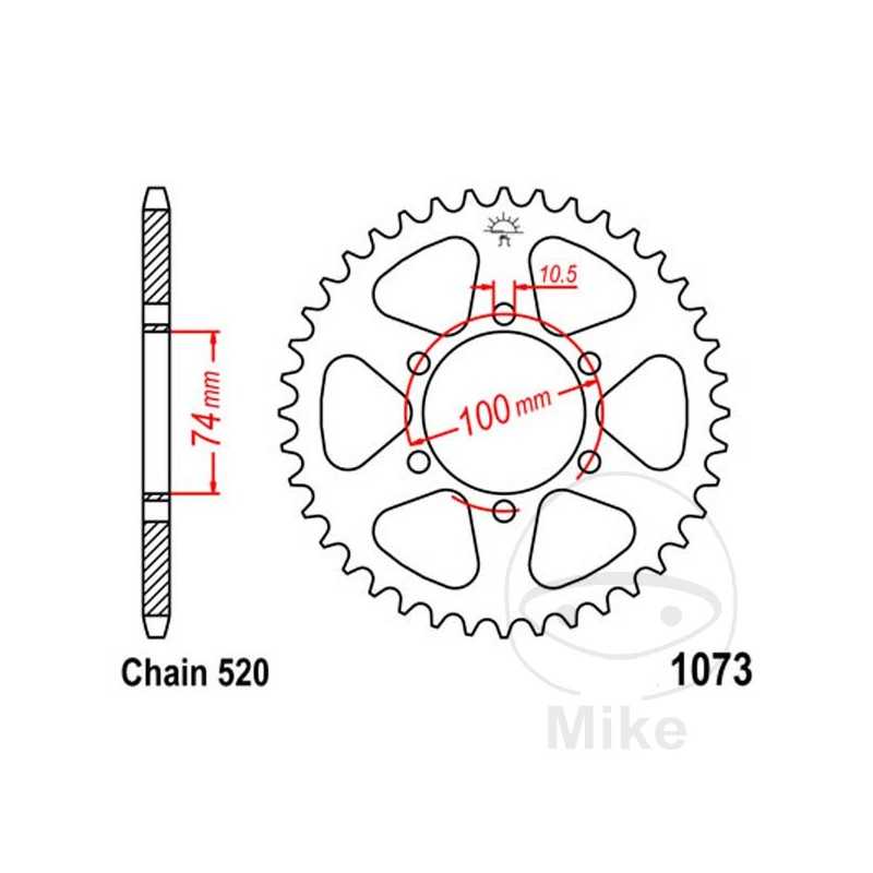 JT SPROCKETS Corona plato transmisión 46T P-520 Ø074 MM Ø100 727.12.08