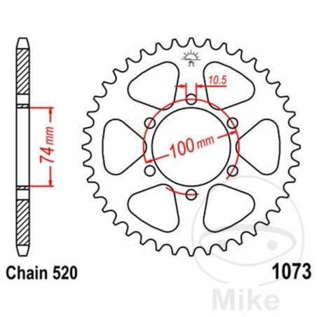 JT SPROCKETS Corona plato transmisión 46T P-520 Ø074 MM Ø100 727.12.08