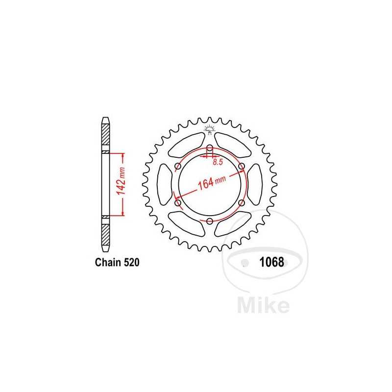 JT SPROCKETS Corona plato transmisión 46T P-520 Ø142 MM Ø164 727.12.16