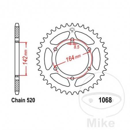 JT SPROCKETS Corona plato transmisión 46T P-520 Ø142 MM Ø164 727.12.16