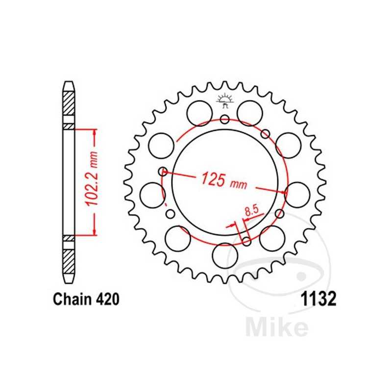 JT SPROCKETS Corona plato transmisión 48T P-420 Ø102 MM Ø125 727.85.00