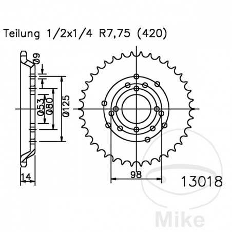 ESJOT Corona plato transmisión 48T P-420 Ø053 MM Ø098 727.18.10