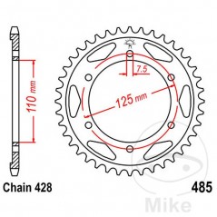 JT SPROCKETS Corona plato transmisión 48T P-428 Ø110 MM Ø125 727.68.50