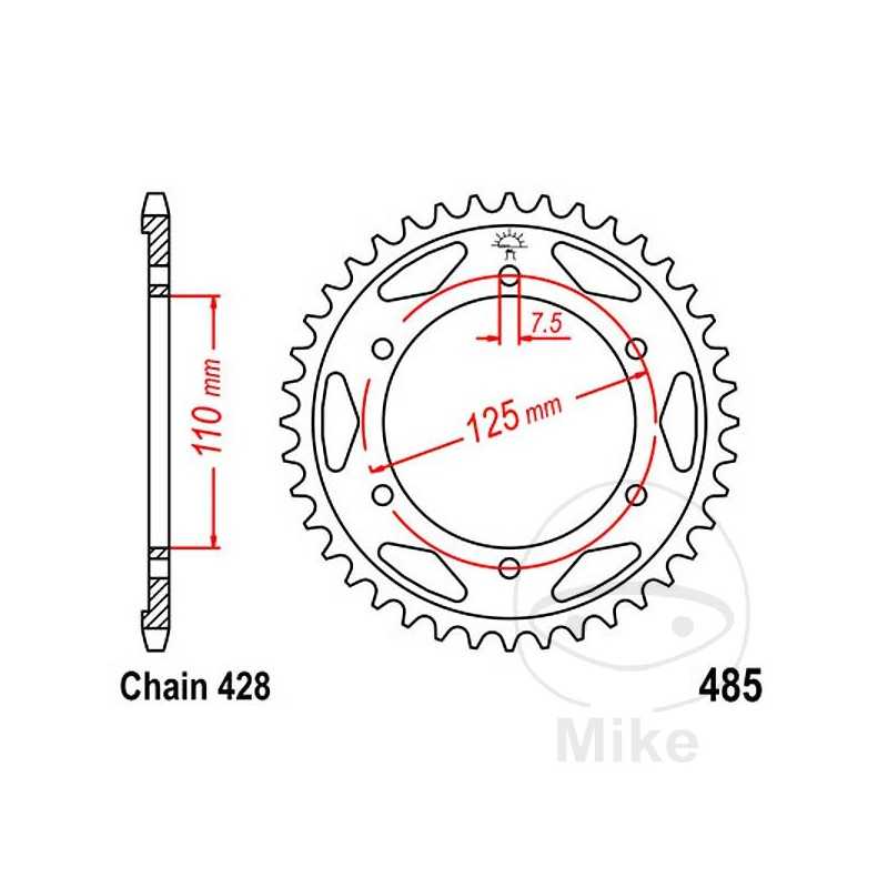 JT SPROCKETS Corona plato transmisión 48T P-428 Ø110 MM Ø125 727.68.50