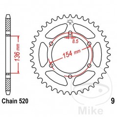 JT SPROCKETS Transmission plate crown 47T P-520 Ø136 MM Ø154 727.28.67