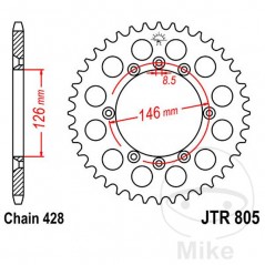 JT SPROCKETS Corona plato transmisión 50T P-428 Ø126 MM Ø146 727.30.55