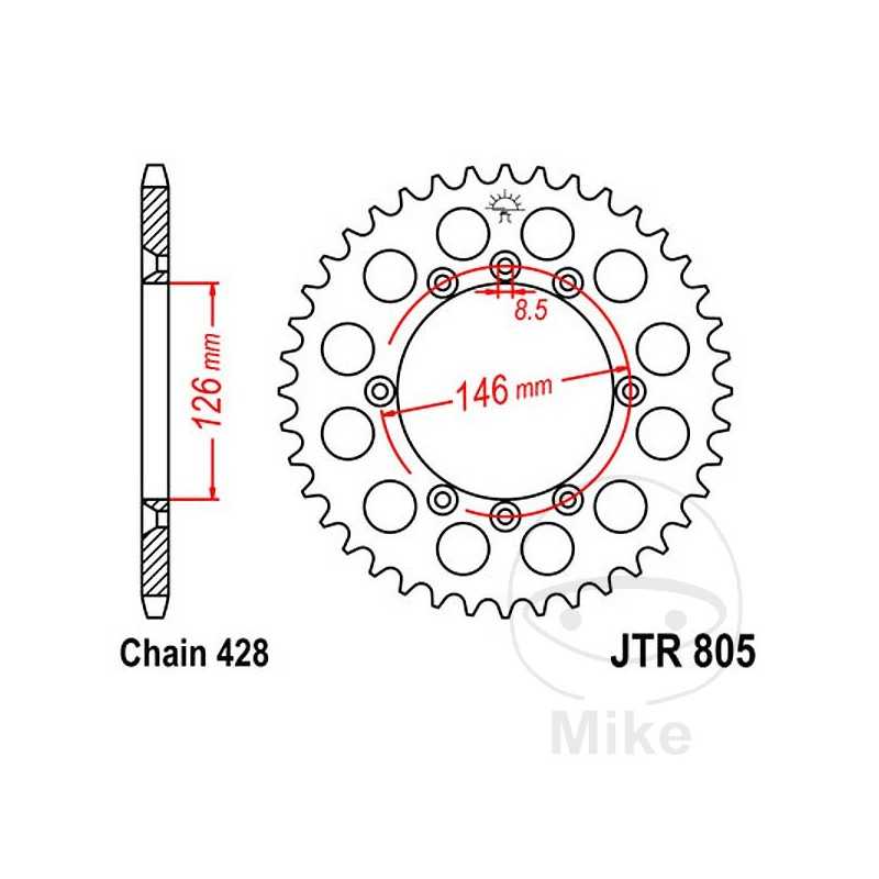 JT SPROCKETS Corona plato transmisión 50T P-428 Ø126 MM Ø146 727.30.55