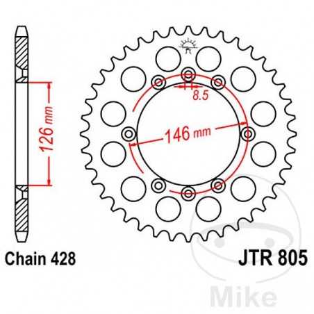 JT SPROCKETS Corona plato transmisión 50T P-428 Ø126 MM Ø146 727.30.55