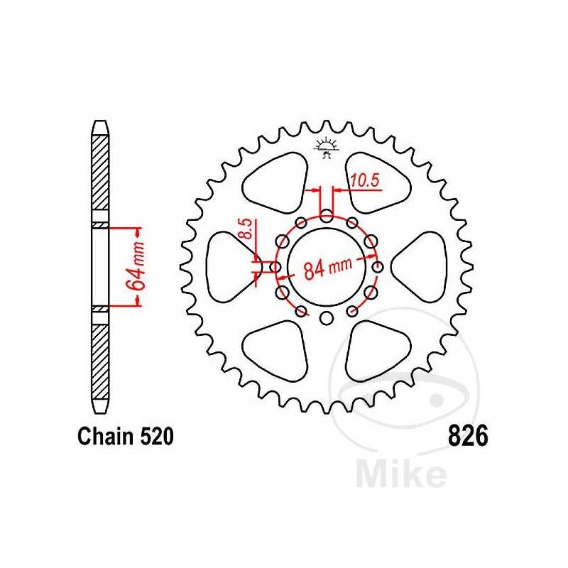 JT SPROCKETS Transmission plate crown 47T P-520 Ø064 MM Ø084 727.31.05