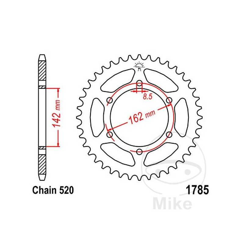 JT SPROCKETS Corona plato transmisión 48T P-520 Ø142 MM Ø162 727.33.00