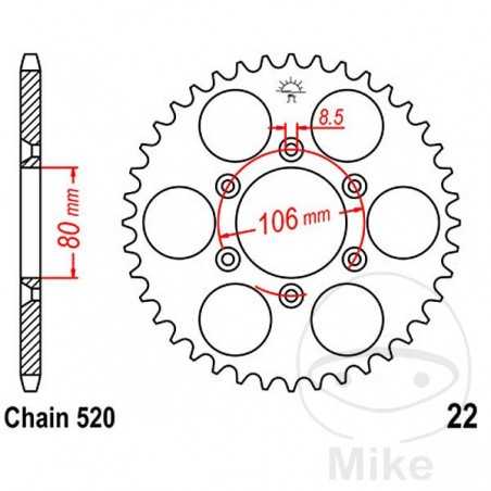 JT SPROCKETS Transmission plate crown 49T P-520 Ø080 MM Ø106 727.33.08