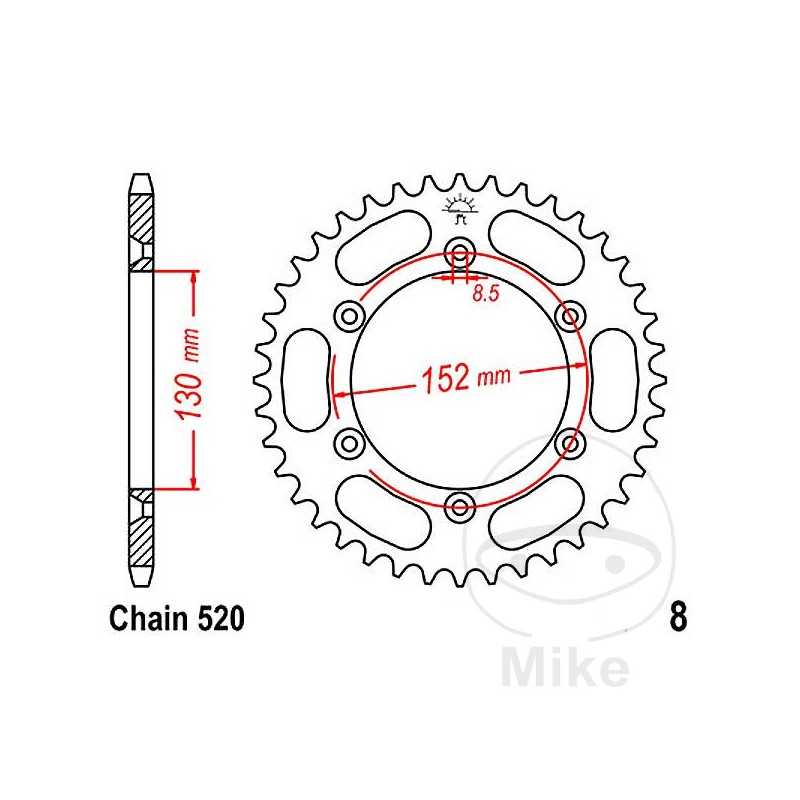 JT SPROCKETS Corona plato transmisión 51T P-520 Ø130 MM Ø152 727.33.10