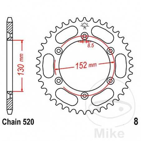 JT SPROCKETS Transmission plate crown 51T P-520 Ø130 MM Ø152 727.33.10