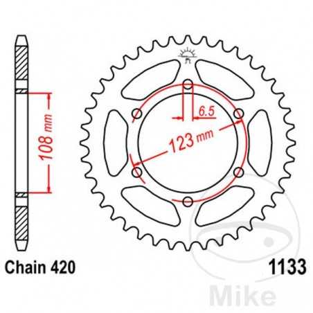 JT SPROCKETS Transmission plate crown 52T P-420 Ø108 MM Ø123 727.45.33
