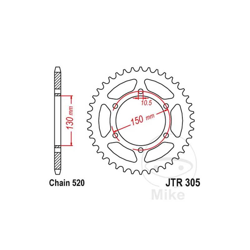JT SPROCKETS Corona plato transmisión 46T P-520 Ø130 MM Ø150 727.50.00