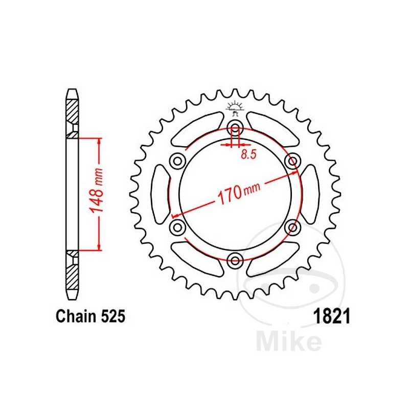 JT SPROCKETS Corona plato transmisión 47T P-525 Ø148 MM Ø170 727.51.34