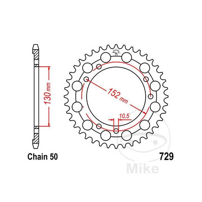 JT SPROCKETS Corona plato transmisión 46T P-530 Ø130 MM Ø152 727.53.65