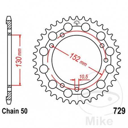 JT SPROCKETS Corona plato transmisión 46T P-530 Ø130 MM Ø152 727.53.65