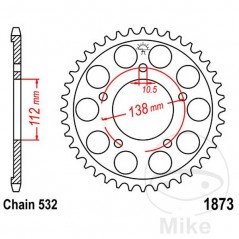 JT SPROCKETS Transmission plate crown 48T P-532 Ø112 MM Ø138 727.60.41