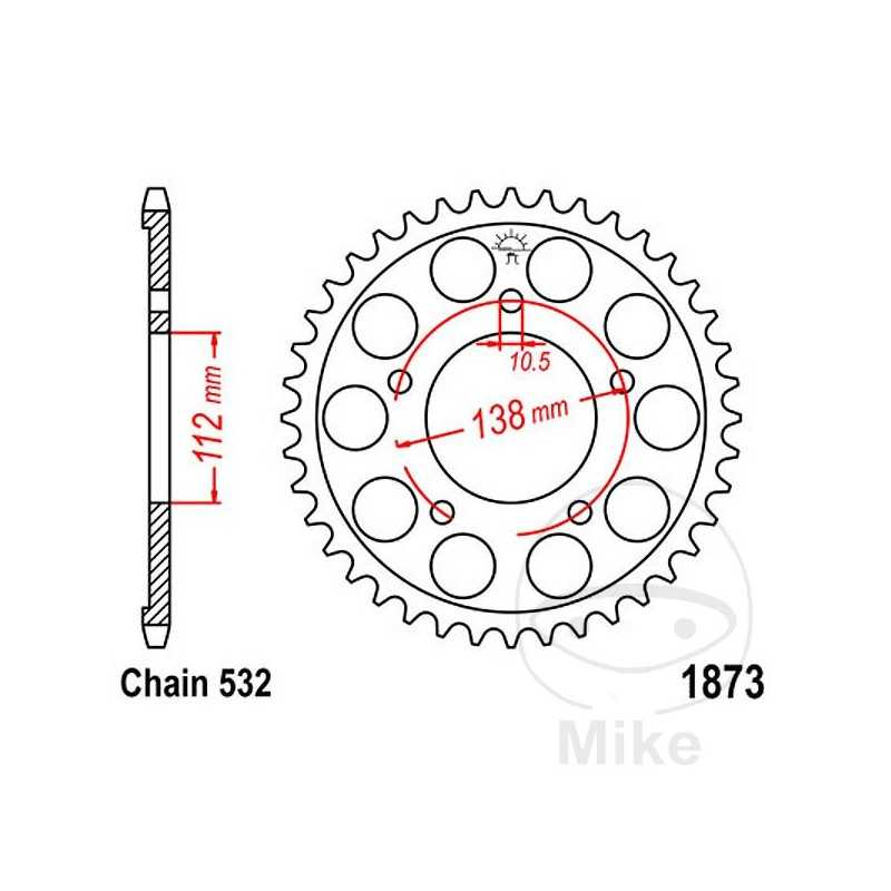 JT SPROCKETS Transmission plate crown 48T P-532 Ø112 MM Ø138 727.60.41