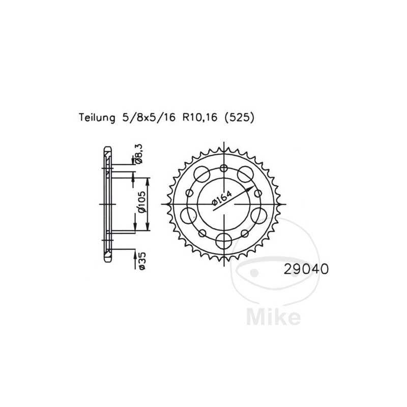 ESJOT Corona plato transmisión 47T P-525 Ø105 MM Ø164 727.60.90