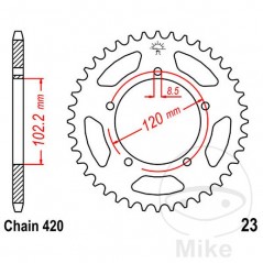 JT SPROCKETS Transmission plate crown 47T P-420 Ø102.2 MM Ø120 727.61.08