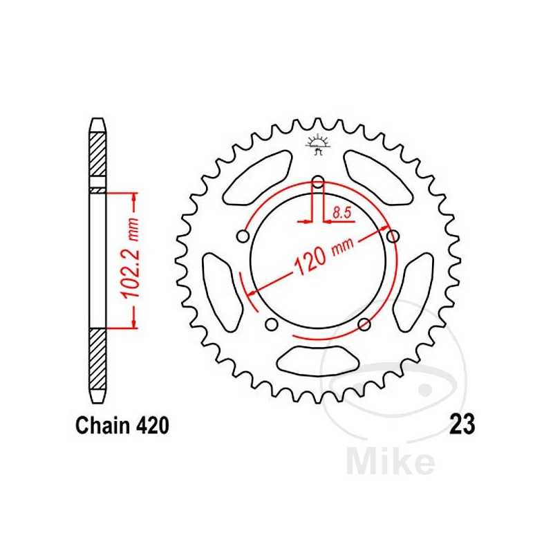 JT SPROCKETS Corona plato transmisión 47T P-420 Ø102.2 MM Ø120 727.61.08