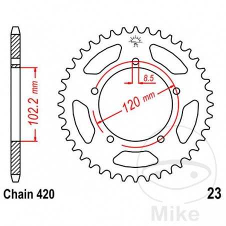 JT SPROCKETS Corona plato transmisión 47T P-420 Ø102.2 MM Ø120 727.61.08