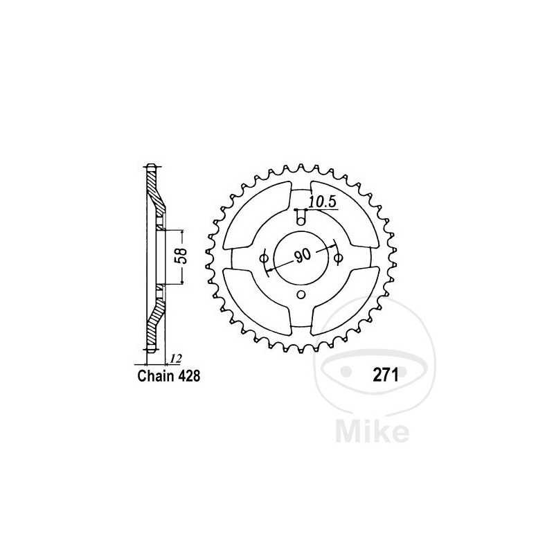 JT SPROCKETS Corona plato transmisión 50T P-428 Ø058 MM Ø090 727.61.24