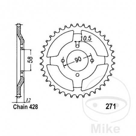 JT SPROCKETS Corona plato transmisión 50T P-428 Ø058 MM Ø090 727.61.24