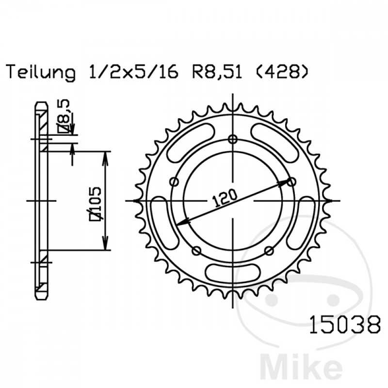 ESJOT Corona plato transmisión 56T P-428 Ø105 MM Ø120 727.65.04