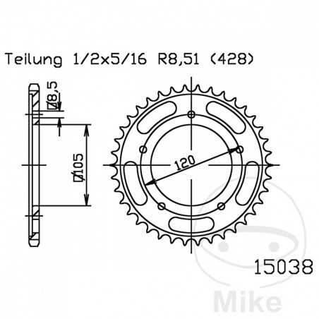 ESJOT Corona plato transmisión 56T P-428 Ø105 MM Ø120 727.65.04