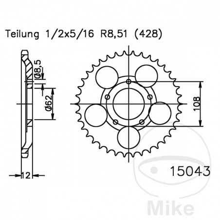 ESJOT Corona plato transmisión 51T P-428 Ø062 MM Ø108 727.64.88