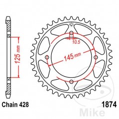 JT SPROCKETS Corona plato transmisión 56T P-428 Ø125 MM Ø145MM 727.91.77