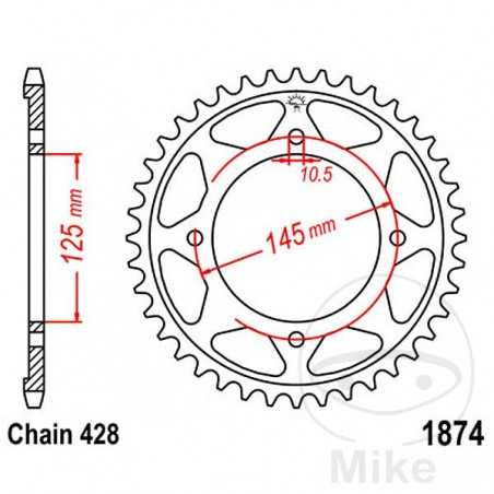 JT SPROCKETS Corona plato transmisión 56T P-428 Ø125 MM Ø145MM 727.91.77