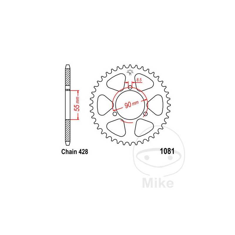 JT SPROCKETS Corona plato transmisión 46T P-428 Ø055 MM Ø090 727.85.26