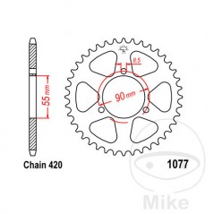 JT SPROCKETS Transmission plate crown 47T P-420 Ø055 MM Ø090 727.85.34